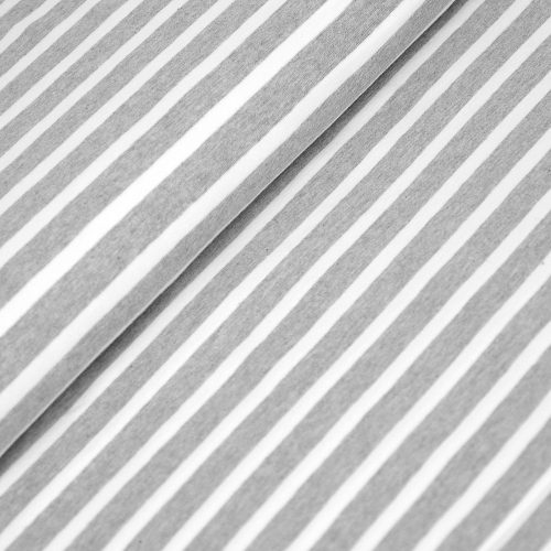 stripes melange grey and white - mintás pamut jersey méteráru