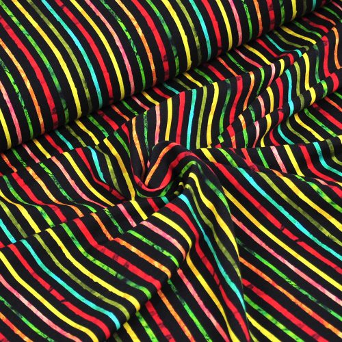színes csíkok - chili smiles - stripes in jet - mintás jersey méteráru