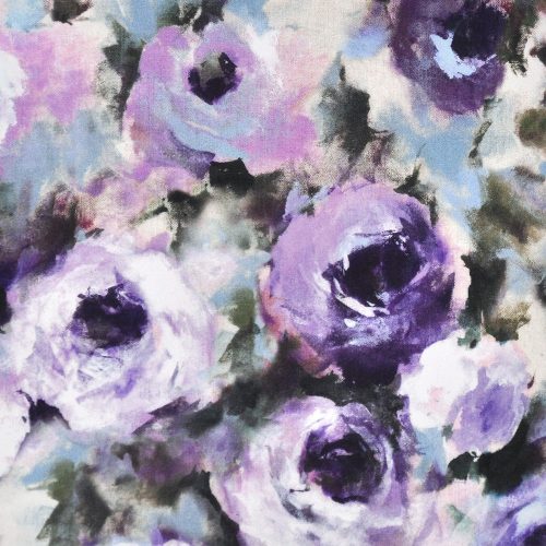 lila rózsa - dreaming of tuscany - regal roses in purple - designer pamutvászon méteráru