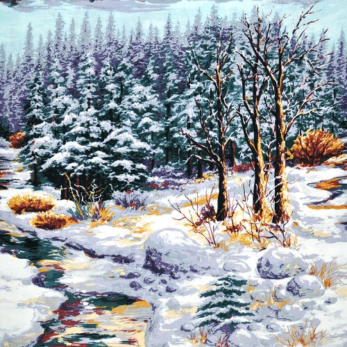 snowy woods in winter - designer Baumwollstoff