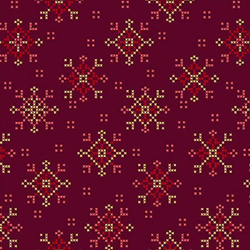 karácsonyi keresztszemes - season of light - gold metallic red - designer pamut méteráru
