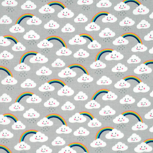 daydreamer - clouds in grey - designer pamut méteráru