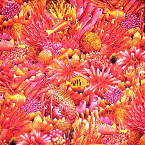 korallzátony - coral canyon - coral in ember - designer pamutvászon méteráru