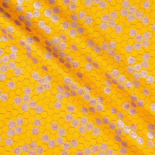 méhsejt - spring shimmer - honeycomb in marigold - designer pamutvászon méteráru - utolsó 25 cm