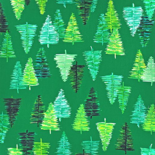 fenyő - glow - pine trees - designer pamutvászon méteráru