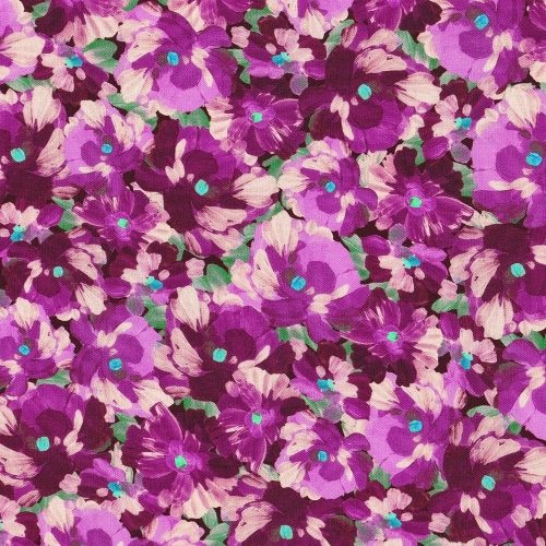 lila virágok - painterly petals - floral in plum - designer pamutvászon méteráru