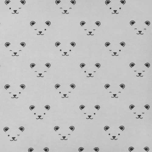 medve fej - little savannah flannel - bear faces in grey - designer pamut flanel méteráru